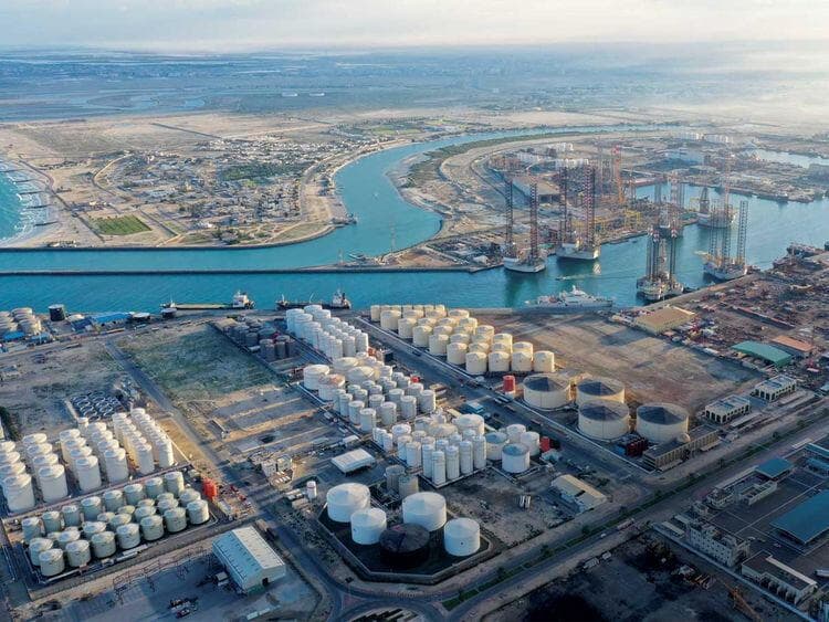 Aerial view of storage tanks at Hamriyah Free Zone, Sharjah